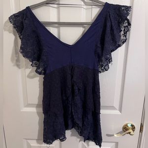 Free People Lace 🦋 Butterfly blue open top. Size XS.